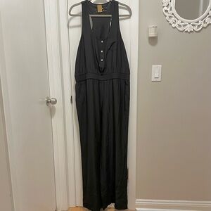 Ali Ro Black Silk Racerback Tank Jumpsuit Women’s 12 Romper Jumper NWT casual